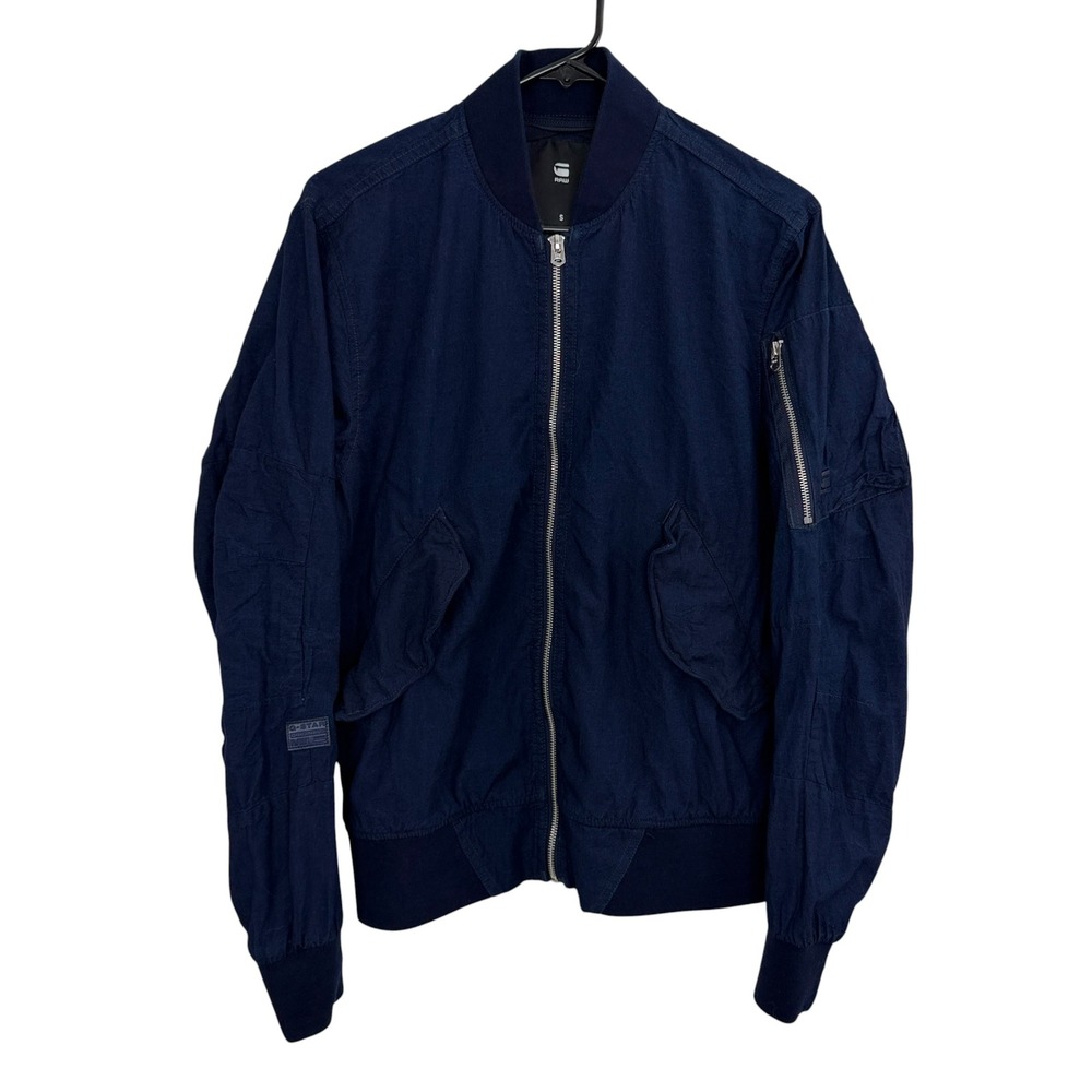 G-Star Raw Rackam DC Bomber Jacket Mens Small Navy Blue Denim D04536-6101-082
